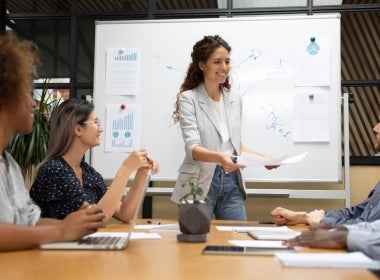 Leader presenting a business case. 